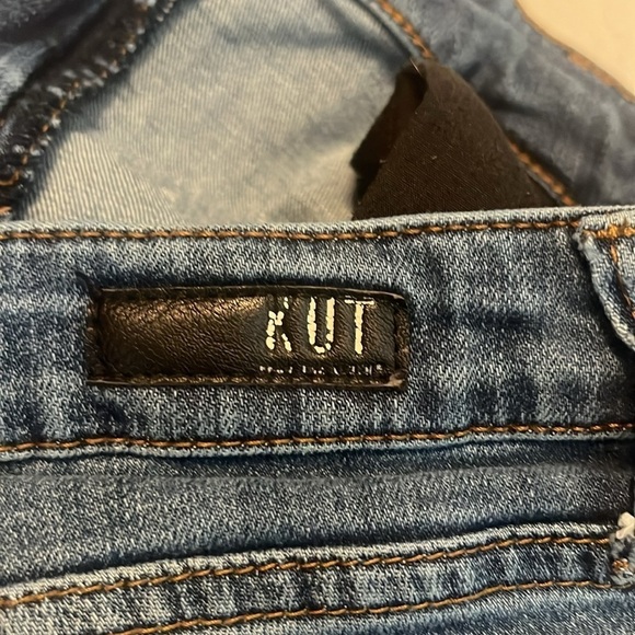 KUT From The Kloth Frayed Hem Crop Straight Leg Mid Rise Jean Indigo Size 8P - Picture 15 of 15